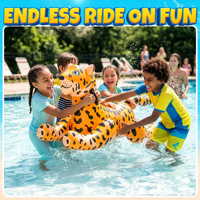 Aufblasbarer Leoparden-Pool-Schwimmreifen mit Griffen, Tier-Schwimmspielzeug zum Aufblasen für Schwimmbad oder Strand, Sommer-Wasserspielzeug