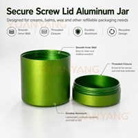 Pot en aluminium vert métallisé personnalisé pour cosmétiques et soins personnels, avec couvercle à vis, pour emballage de baumes naturels et produits de soin bio