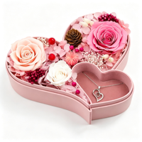 Kotak Perhiasan Mawar Abadi Berbentuk Hati, Hadiah Mawar Abadi untuk Hari Ibu, Hari Valentine, Natal, Ulang Tahun
