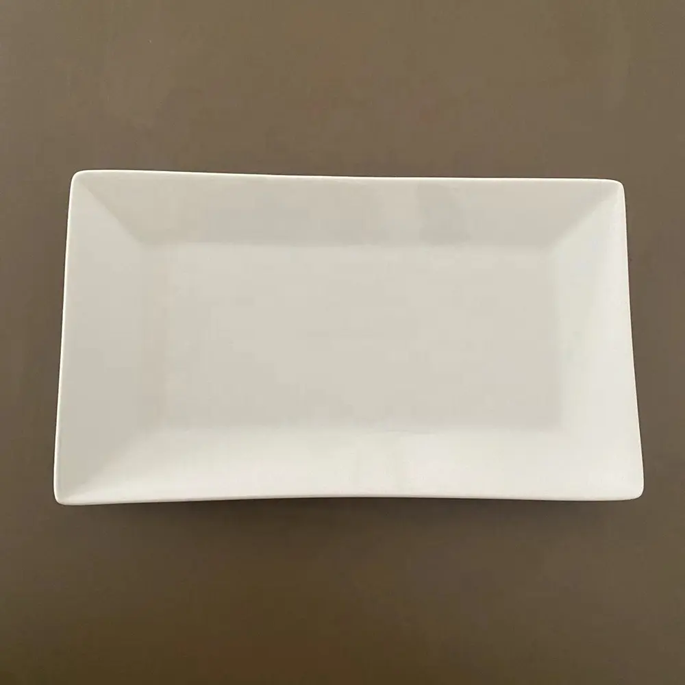 9.5 "porselen dikdörtgen yemek tabağı fabrika stok sürü süper beyaz otel restoran kullanımı klasik düz porselen tabak