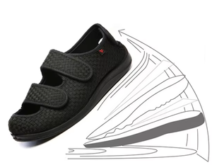 Chaussures de marche OEM/ODM pour hommes et femmes, à bout large, pour diabétiques, avec bande auto-agrippante large, chaussures décontractées pour mères - Product Image 6