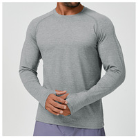 Haut à manches longues pour homme, style américain, bicolore, respirant, à séchage rapide, évacuant l'humidité, extensible - Décontracté, sport, entraînement, course à pied