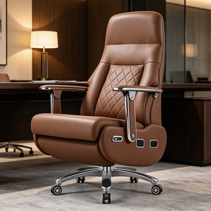 Silla de Oficina Ejecutiva Ergonómica de Cuero Genuino con Masaje Eléctrico |   Sillón Reclinable con Calefacción y Ventilación, Diseño de Lujo Ligero y Giratorio - Product Image 4
