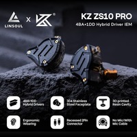 Linsoul KZ ZS10 Pro, 4BA+1DD 5 Driver In-Ear Monitor, Écouteurs HiFi, Écouteurs de Gaming, Écouteurs Hybrides IEM