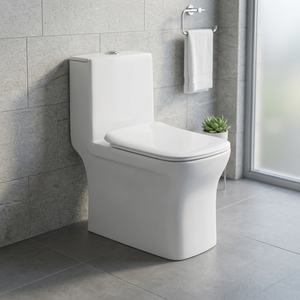 WC monobloc en céramique Dune européenne, chasse d'eau cyclonique, à poser au sol, blanc - Product Image 5