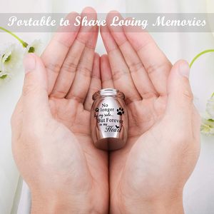 جرة حفظ رماد الحيوانات الأليفة على شكل قلب من الفولاذ المقاوم للصدأ، تذكار فاخر صغير للكلاب والقطط - Product Image 5