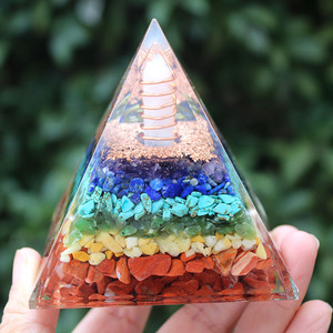 Pyramide en résine époxy avec cristaux, ornement de bureau, pilier en cristal blanc, décoration d'intérieur, tour à 7 étages - Product Image 2