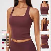 Débardeur de sport pour femme, coupe ajustée, séchage rapide, dos brossé en forme de H, pour la course, le fitness et le yoga