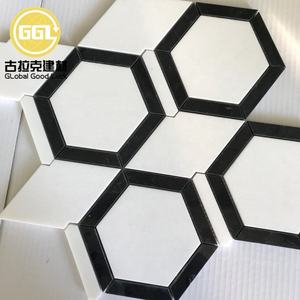 <span class=keywords><strong>Carrelage</strong></span> de mosaïque en marbre blanc pur à bord noir <span class=keywords><strong>hexagonal</strong></span> pour salle de bain ou toilette - Product Image 2