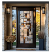 Stained Glass Solid Timber Entry Door Customized Size Hardwood Front Door for Australian Homes Wholesale OEM