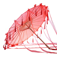 Parasol en soie de style chinois avec ruban à pompons et poignée en bambou, accessoires pour la danse, le cosplay, la photographie, les mariages, vente en gros, usine chinoise