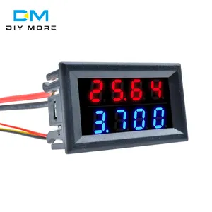 0.28 Inch Red LED Azul Dual Display 4 Pouco 5 Fios 10A Medidor de Tensão de Corrente DC 200V fonte de Alimentação voltímetro Digital Amperímetro