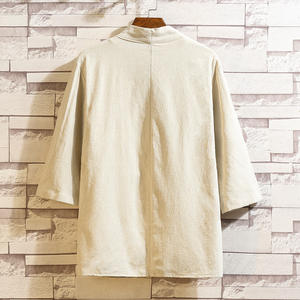 Chaquetas tipo Kimono para hombre, cárdigan ligero, informal, mezcla de algodón, lino, siete mangas, frente abierto, prendas de vestir - Product Image 2