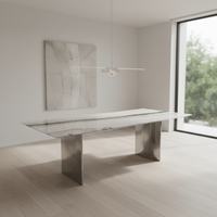 Nouvelles pieds de table à manger modernes de luxe en acier inoxydable poli avec support en granit et marbre pour meubles de maison