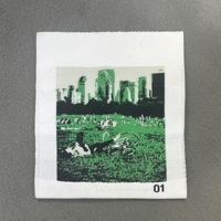 Étiquettes sérigraphiées damas tissé carré écologiques personnalisées étiquettes col vêtements logo marque recyclé