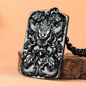 Pendentif Long Pai en jadéite noire naturelle authentique, pendentif pour homme, vente en gros de jade, design original C202 - Product Image 4