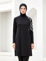 Burkini Modeste Grande Taille en Gros Musulman 3 Pièces Couvrant Tout le Corps Maillot de Bain Modeste à Manches Longues Couverture Complète