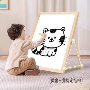 Детский деревянный мольберт с сертификатами CPC CE EN71, двусторонний, напольный, с белой и меловой досками для рисования и обучения малышей - Product Image 3