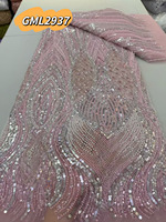 Tissus en dentelle perlée rouge de luxe pour robe de mariée, nouveau style africain 2025, tissu en dentelle perlée couture avec paillettes pour la couture