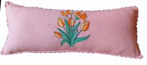 Funda de Cojín Lumbar con Bordado de Tulipanes, 32x16 Pulgadas, Funda de Almohada Floral de Algodón, Decorativa para Sofá Cama, Proveedor Mayorista OEM de India - Product Image 2