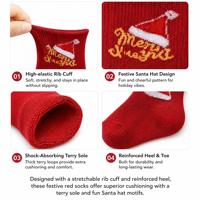 Chaussettes de Noël en coton jacquard à motif personnalisé, chaudes, avec coussin thermique en tissu éponge pour femme, idéales pour l'hiver – Vente en gros