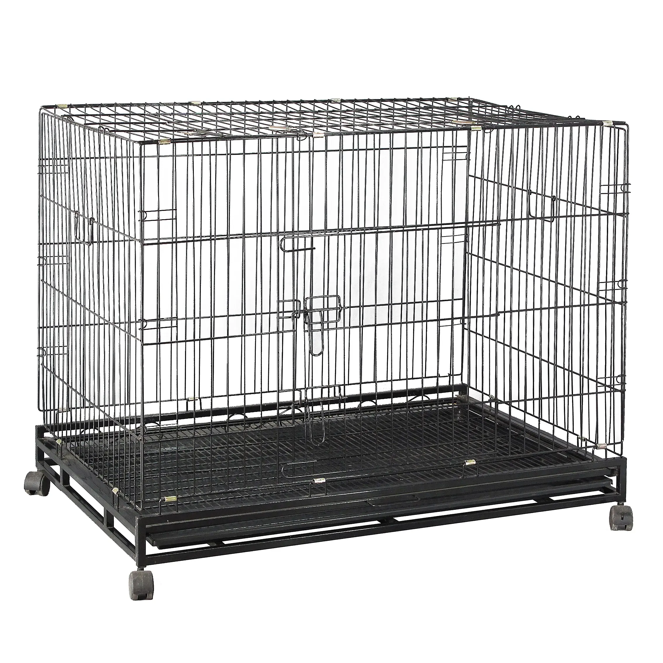 Paslanmaz çelik köpek kafesi kulübesi açık Pet için büyük sandık Metal kafesleri kullanılır