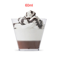 Petit Récipient de Service en Plastique PS Transparent Élégant Rond Pudding Mousse Présentoir de Crème Glacée Mini Tasse à Dessert Avec Couvercle