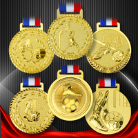Médailles personnalisées Football Courir Baseball Football en alliage de zinc Sports Médaille d'or Ruban Sport Trophées et médailles vierges