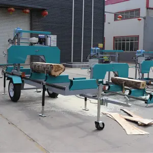 Kesen produsen mesin gergaji kayu pekerjaan berat portabel dapat digerakkan otomatis horisontal