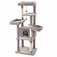Arbre à chat multi-niveaux en peluche avec poteaux à gratter, condo pour chat et hamac pour chats d'intérieur