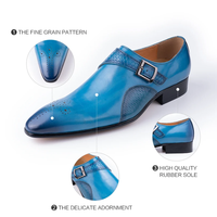 Mocassins de luxe pour hommes Chaussures décontractées à enfiler en cuir véritable Pointe Toe Handmade Monk Strap Dress Shoes pour hommes
