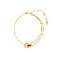 Gelang kaki Romawi Splicing cincin ganda tulisan wanita seratus lampu emas mewah modis perhiasan aksesori gelang kaki baja tahan karat