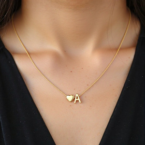 Collier en forme de cœur avec lettre A, breloque en alliage de zinc, bijoux à porter au quotidien, cadeau - Product Image 3