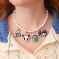Pendentifs en céramique Halloween fantaisie, breloques Tête de mort, Fantôme, Momie, Araignée pour la création de boucles d'oreilles et colliers DIY