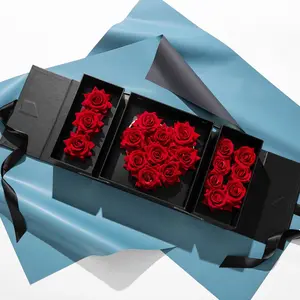 W New Design Satin Square Folding Flower Box I LOVE YOU Gift Box Flower Gift Packaging Boxes