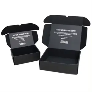 Оптовая продажа, большая черная картонная бумажная коробка для рассылки одежды с индивидуальным логотипом, упаковочная коробка из гофрированного картона
