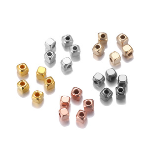 Square Metal Beads Cube <b>Spacer</b> For Jewelry Making Plated Loose Beads 6mm Silver Gold Rose Gold Black - Product Image 1