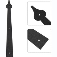 Ensemble de poignées et charnières décoratives noires pour portes métalliques, portes de garage et portes de maison, avec accents de charnière, 2 poignées et 4 charnières