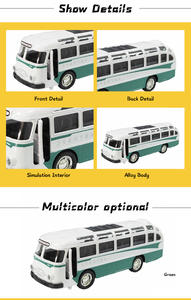 Автомобильные литые под давлением в масштабе 1:36, винтажная модель автобуса, литые под давлением, открытые двери, звук и свет, подсветка, литой под давлением, игрушечный автомобиль, подарок на день рождения, подарок компании - Product Image 2