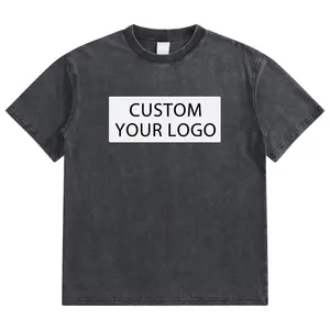 Custom DTG Print graphic washed manufacturers 100% cotton for vintage tee oversized heavyweight streetwear acid wash men t shirt