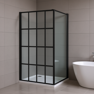 Paroi de douche en verre trempé transparent 35,4x76,8 pouces avec cadre, design minimaliste, parois de bain - Product Image 2