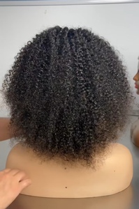 Fluffy Blast Bandeau Perruque Demi <span class=keywords><strong>Cheveux</strong></span> Humains Sans Colle Avec Bandeau Full Machine Made <span class=keywords><strong>Afro</strong></span> Kinky Bouclés Écharpe Perruques <span class=keywords><strong>pour</strong></span> les Femmes Noires - Product Image 4