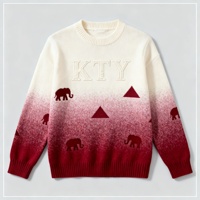 Pull tricoté dégradé à motif éléphant pour homme, avec logo personnalisé et lettres appliquées, fourni par le fabricant