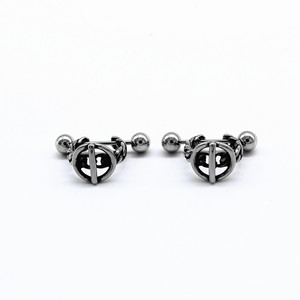 yunnique Stud <b>Earrings</b> Geometric Lock Design Tibetan Silver Titanium Steel Ear <b>Post</b> For Men Women Fashion Jewelry - Product Image 1
