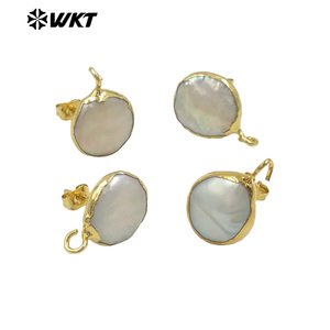 WT-JF329 Perla Orecchino Della Vite Prigioniera Dei Monili del Connettore Formato Casuale Orecchino di Perla Che Fanno In Oro Con Cornice di <span class=keywords><strong>Perle</strong></span> Accessori di Risultati Dei Monili - Product Image 1
