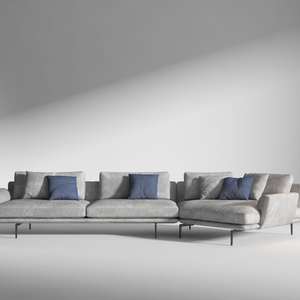 आधुनिक घर के लिविंग रूम सोफा सेट फर्नीचर सफेद लिनन पंख क्रीम बेज कपड़े एल आकार के कोने मॉड्यूलर कूचेस - Product Image 1