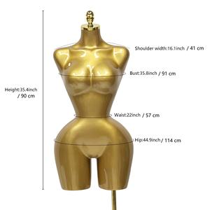 Maniquí Femenino BBL Curvy de <span class=keywords><strong>Torso</strong></span> con Busto Ajustable y Caderas Pequeñas sin Cabeza con Base Dorada - Product Image 4