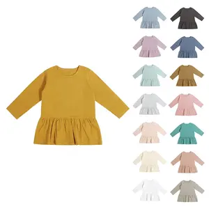 Robe avec broderie personnalisée pour bébé, robes avec jupe en peluche double face pour nouveau-né à manches longues pour filles