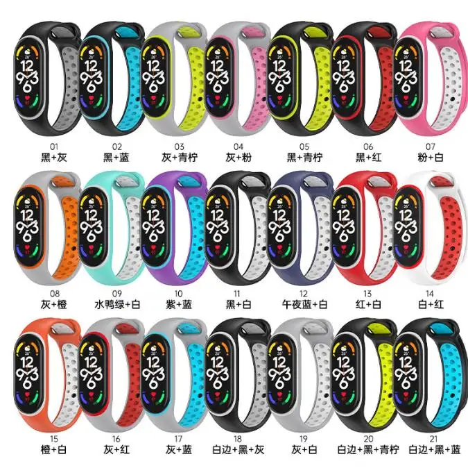 Pulseira para mi band 7 bicolor, substituição de silicone tpu macio para xiaomi mi band 7