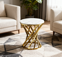 Table d'appoint moderne de style nordique, luxe léger, avec structure en acier inoxydable et plateau en marbre, pour salon et hôtel, garantie de 3 ans